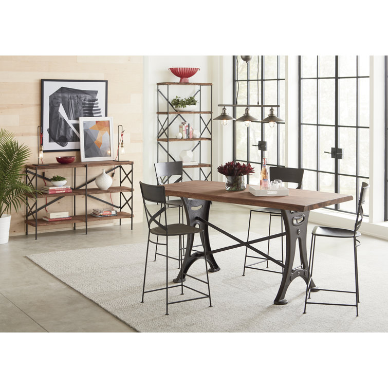 Blayne Rustic Walnut and Iron Etagere Bookcase