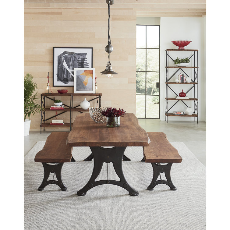 Blayne Rustic Walnut and Iron Etagere Bookcase