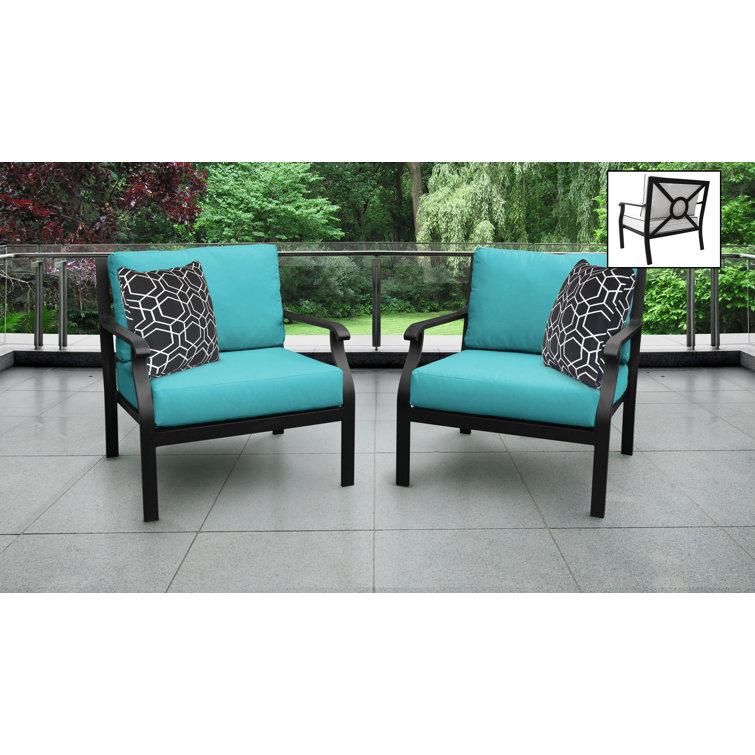 Madison Aqua Cushions Matte Black Aluminum 2-Piece Lounge Chair Set