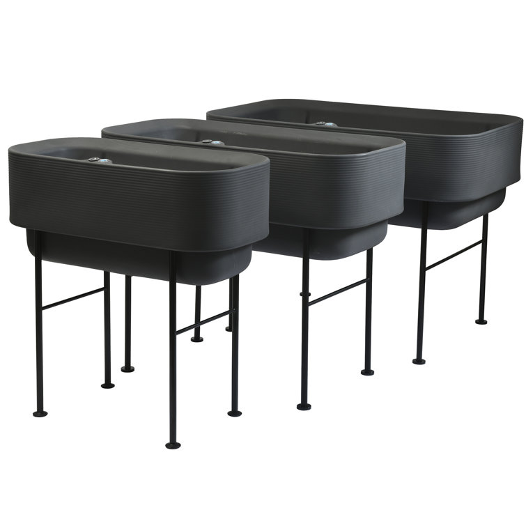 Nest Alpine White 22" x 44" Raised Planter with Steel Legs