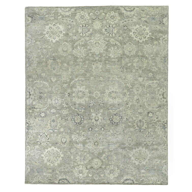 Handmade Beige and Camel Wool Rectangular Area Rug 9' x 12'