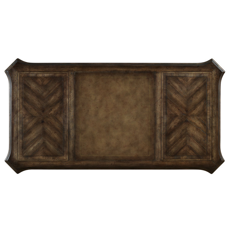 Rustic Walnut Traditional Executive Desk with Filing Cabinet