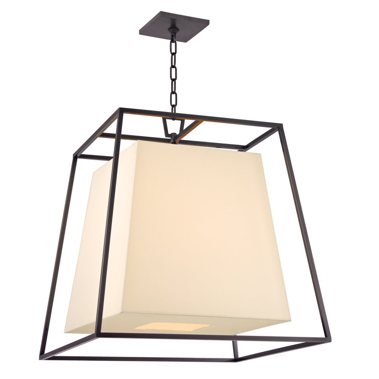 Polished Nickel and Crystal 6-Light Chandelier with Eco-Paper Shade