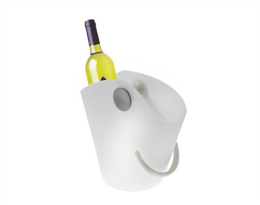White Insulated Plastic Wine Cooler with Handle