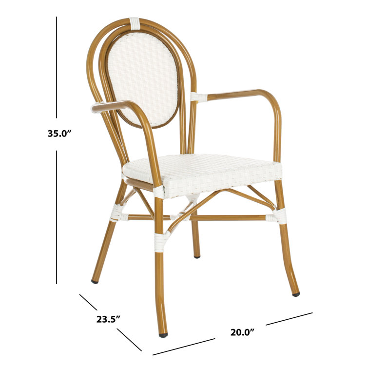 Rosen White and Tan Wicker Bistro Arm Chair Set