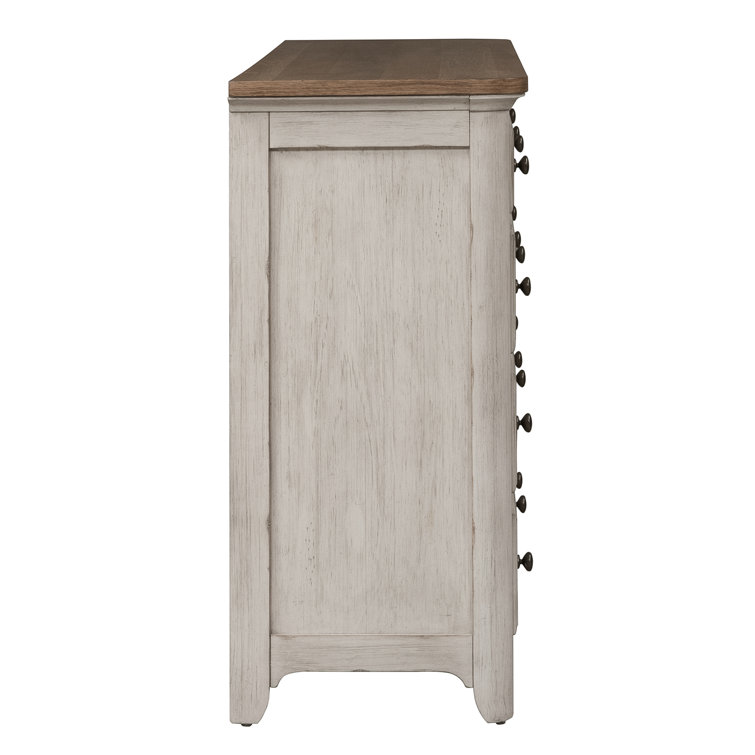 Farmhouse White 8-Drawer Dresser with Mirror