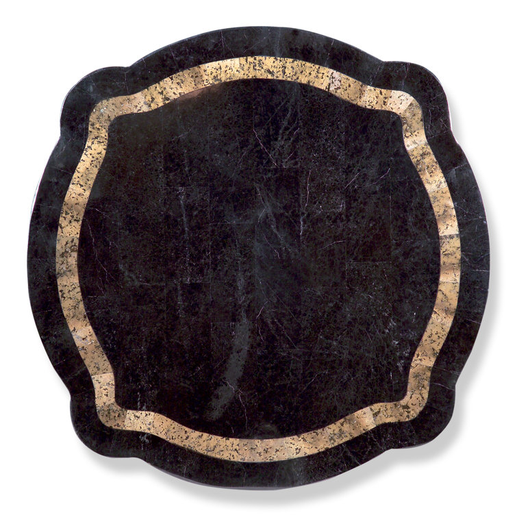 Montero Black Fossil Stone and Wood Side Table
