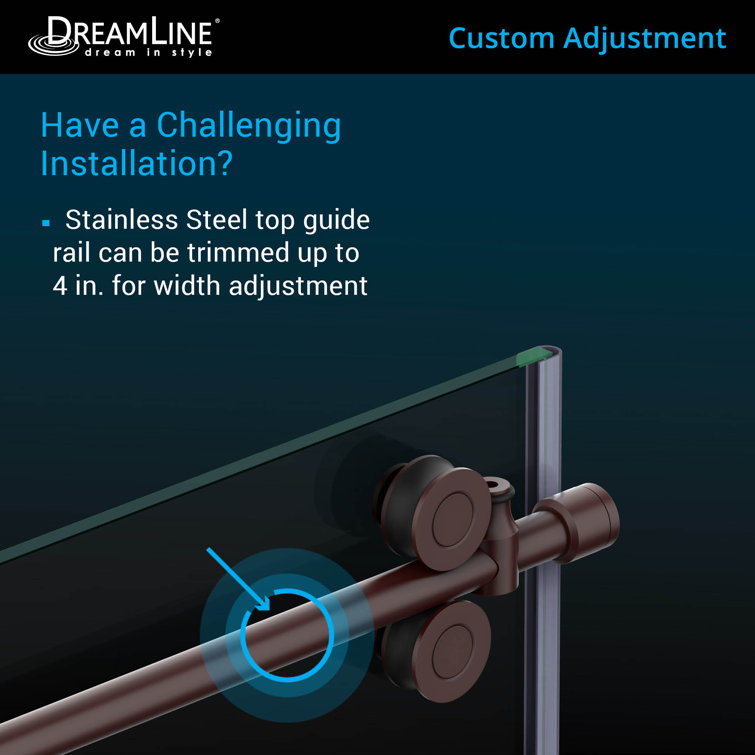 Enigma-XO 55-59" Frameless Sliding Shower Door with Polished Stainless Steel Hardware