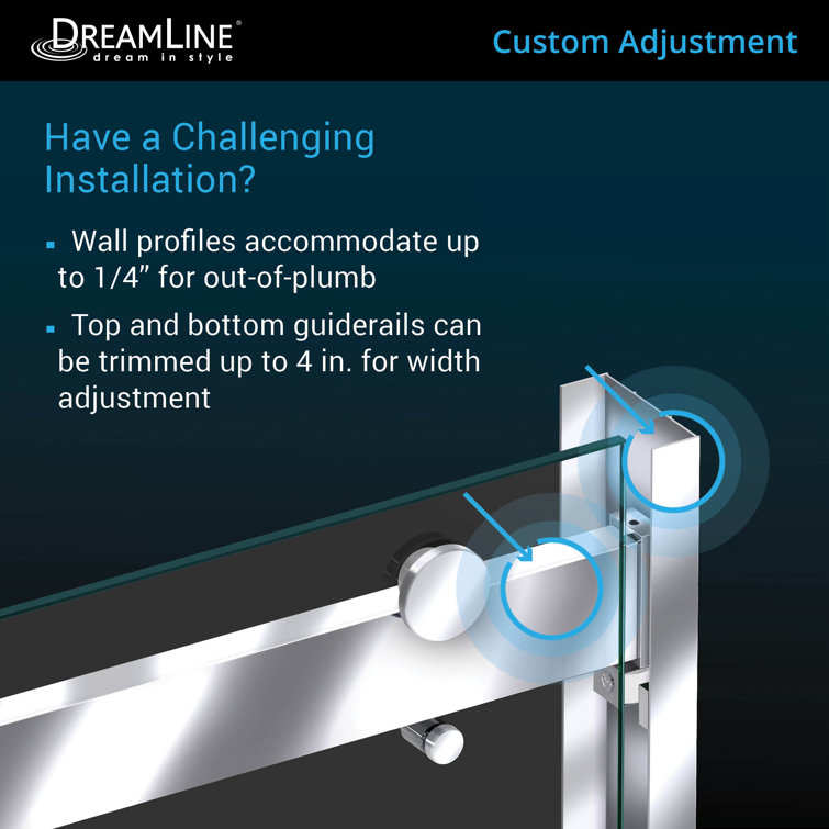 Essence Frameless Brushed Nickel Sliding Shower Door with Clear Glass