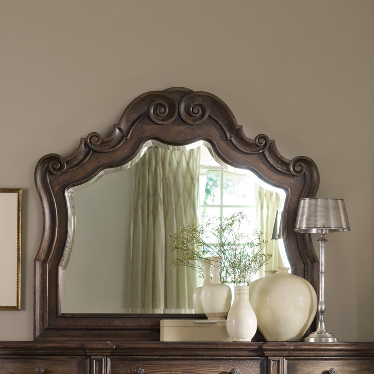 Grand Rhapsody 50" Traditional Brown Wood & Silver Dresser Mirror