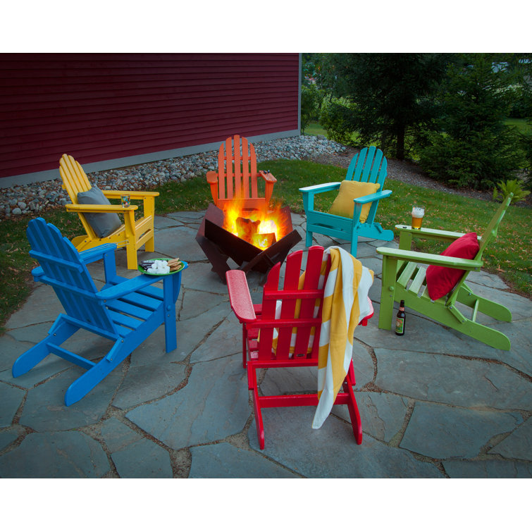 Navy Blue HDPE Plastic Folding Adirondack Chair with Arms