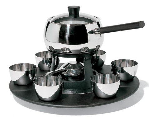 Stefano Giovannoni Mami 18/10 Stainless Steel Bourguignonne Set with Black Wood Accents
