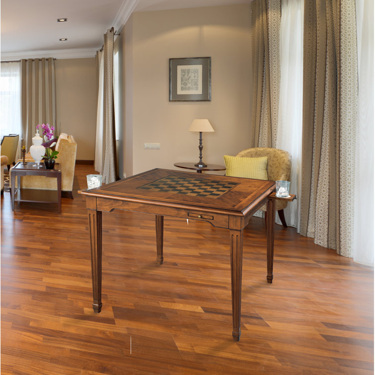 Traditional 36'' Brown Solid Wood Square Game Table with Storage