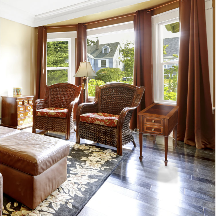 Mahogany Brown Rectangular Chairside Table with Storage