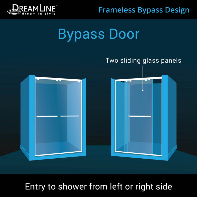 Encore 60" Satin Black Frameless Sliding Shower Door with Clear Glass