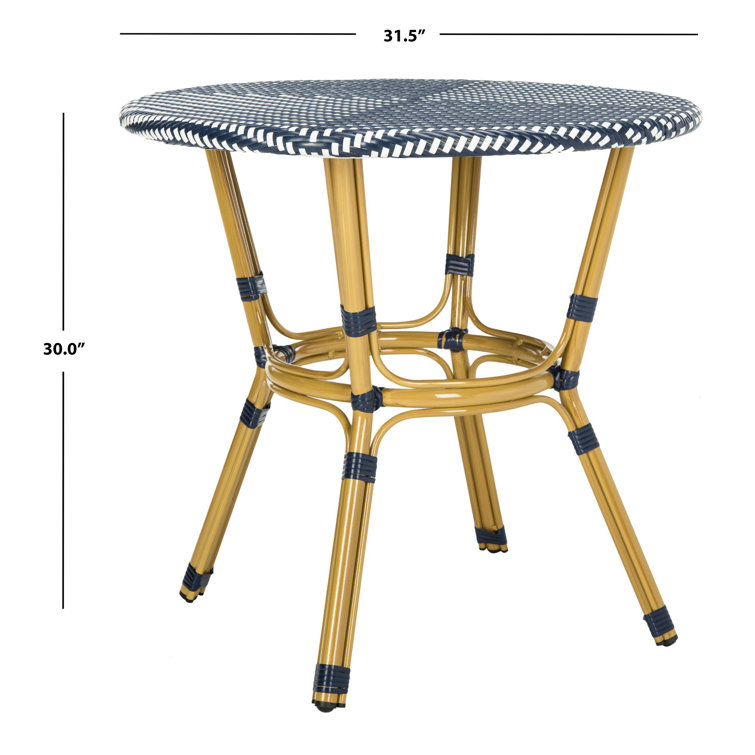Navy and White Small Rattan Bistro Table