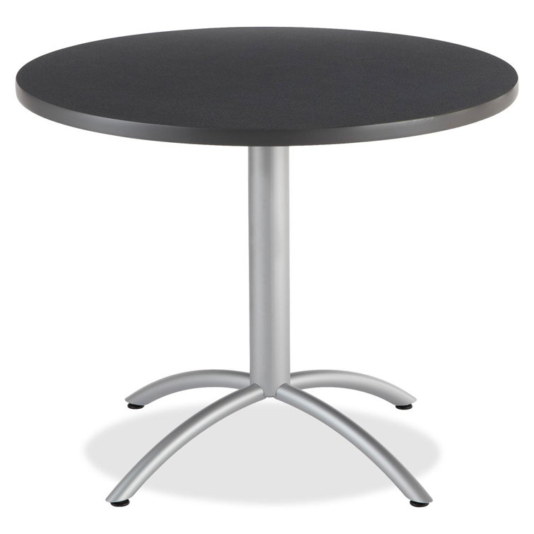 Contemporary 36" Round Wood Dining Table with Steel Base