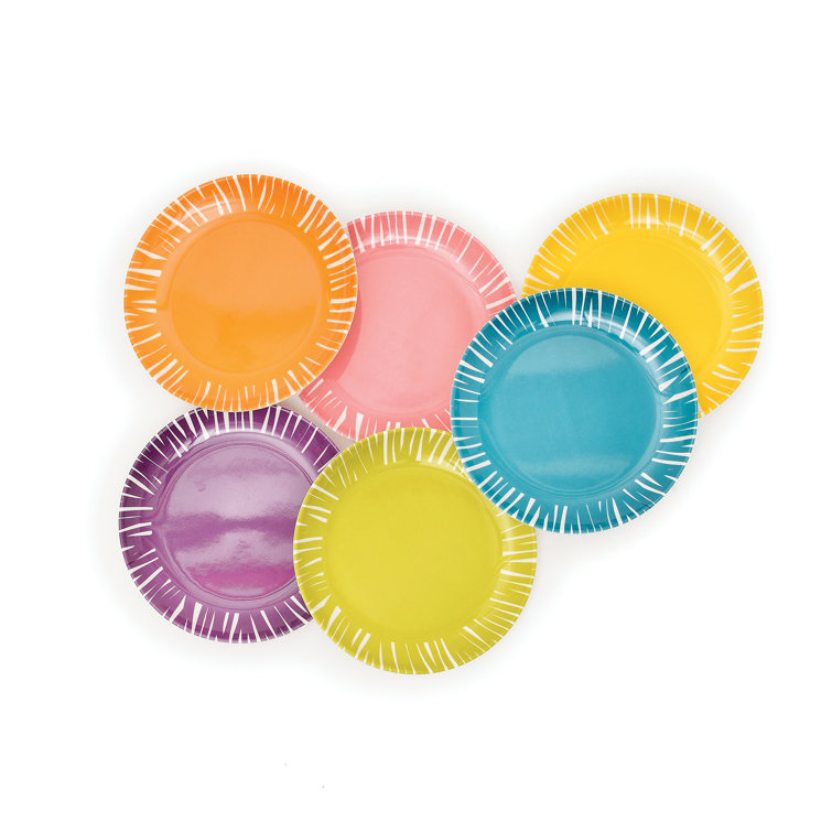 Colorful Abstract Melamine Round Appetizer Plates, Set of 6