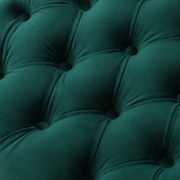 Elizabeth Tufted Dark Green Velvet Wood Dining Chairs (Set of 2)