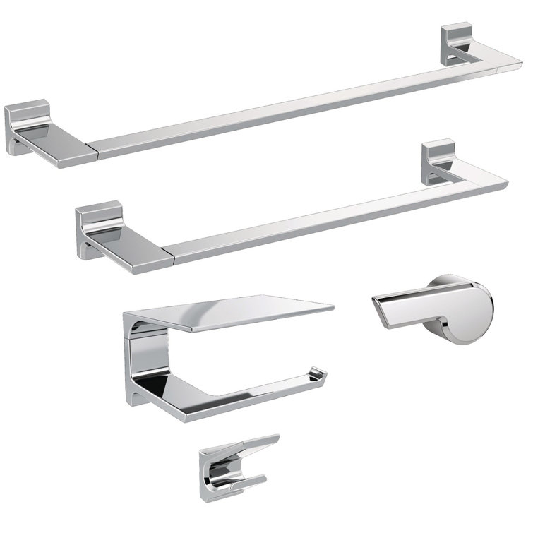 Polished Chrome Modern Wall Mount Toilet Paper Holder with Shelf