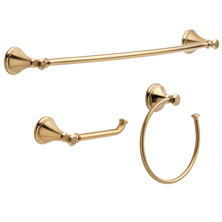 Champagne Bronze 3-Piece Bath Hardware Set with Towel Bar