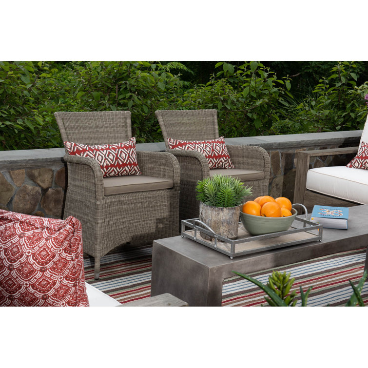 Savannah Brown Wicker Dining Chair with Taupe Cushion