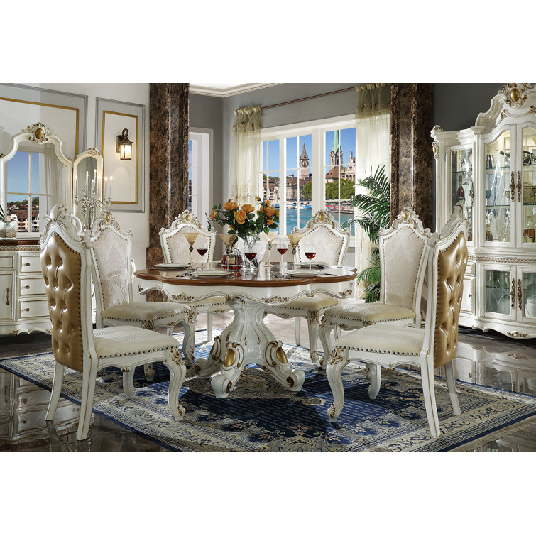 Elegant Beige Faux Leather Upholstered Side Chair with Queen Anne Legs