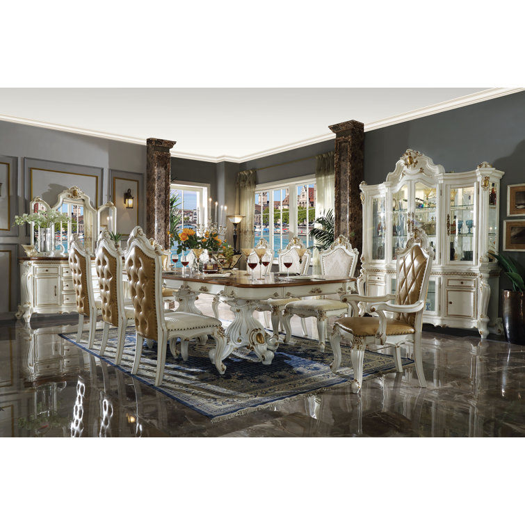 Elegant Beige Faux Leather Upholstered Side Chair with Queen Anne Legs
