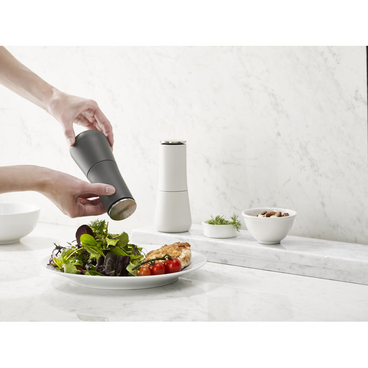 Gray and White Plastic Salt and Pepper Mill Set