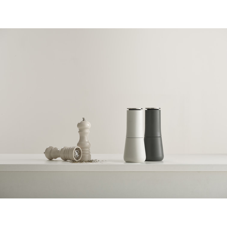 Gray and White Plastic Salt and Pepper Mill Set