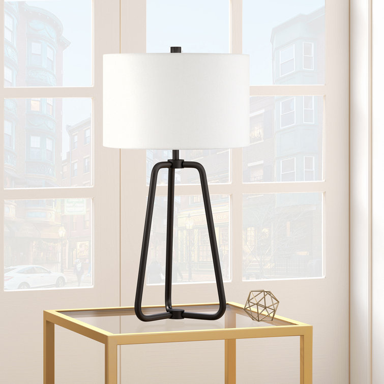 Marduk 25.5" Blackened Bronze Table Lamp with Linen Shade