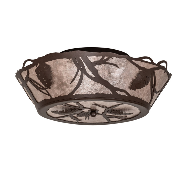 Aldari 4-Light Bronze Globe Semi Flush Mount with Amber Glass