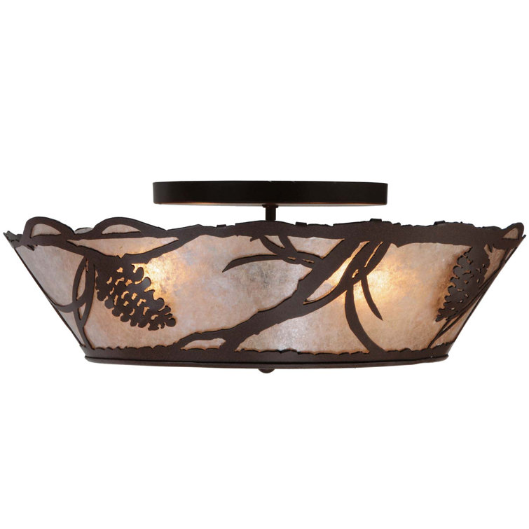 Aldari 4-Light Bronze Globe Semi Flush Mount with Amber Glass