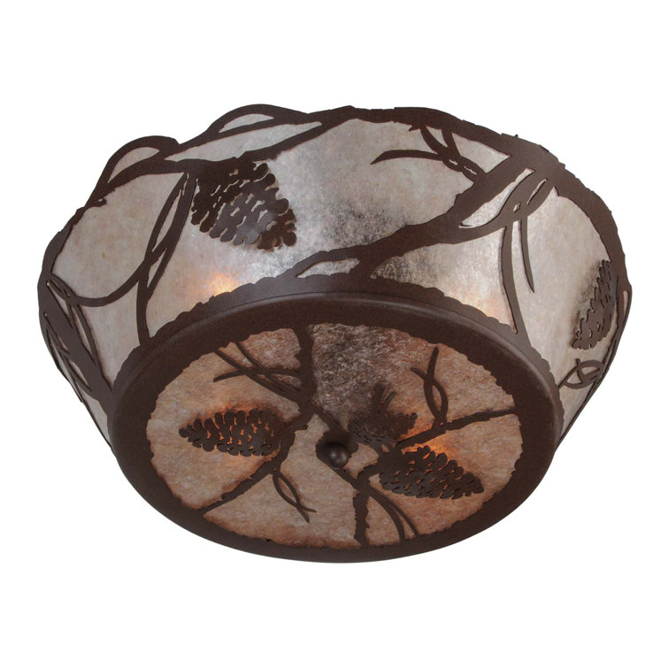 Aldari 4-Light Bronze Globe Semi Flush Mount with Amber Glass