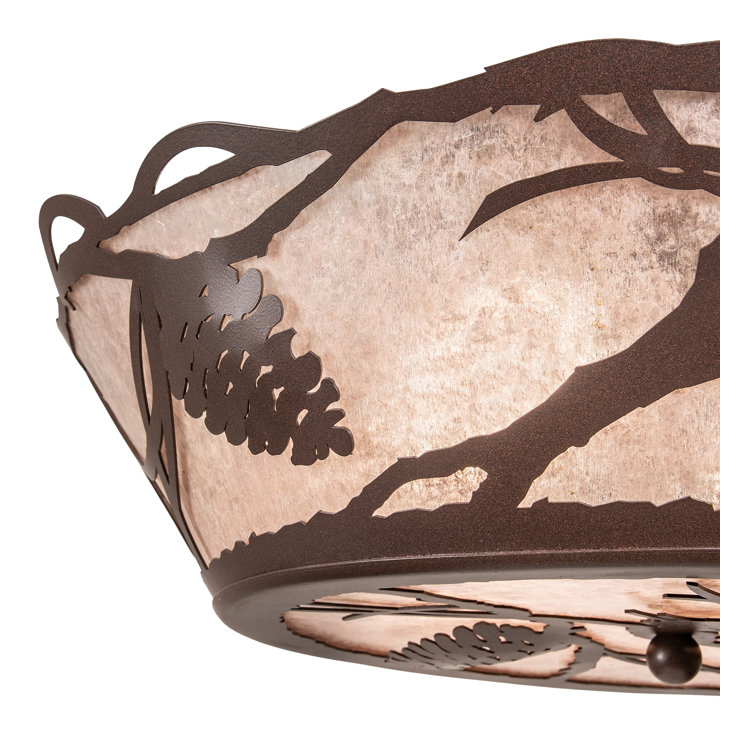 Aldari 4-Light Bronze Globe Semi Flush Mount with Amber Glass
