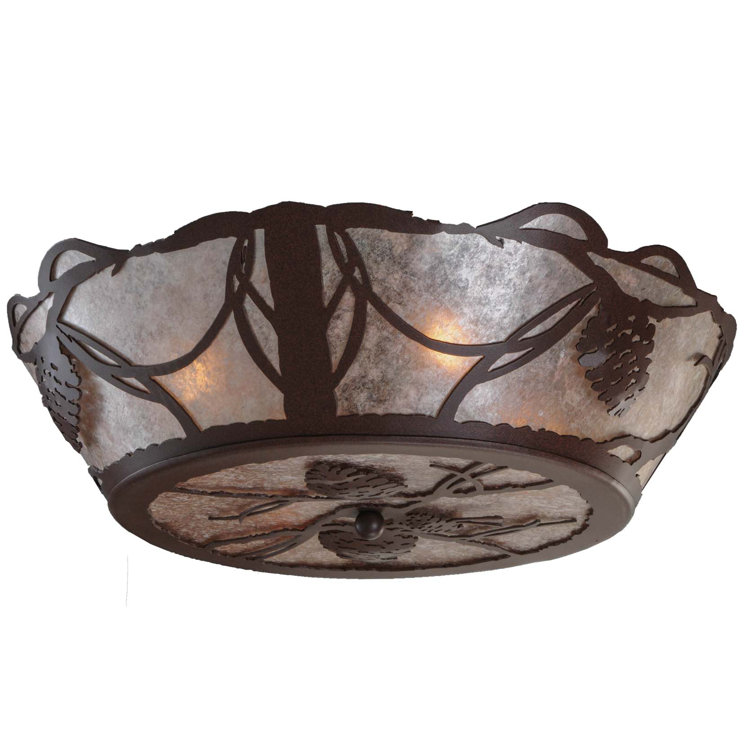 Aldari 4-Light Bronze Globe Semi Flush Mount with Amber Glass