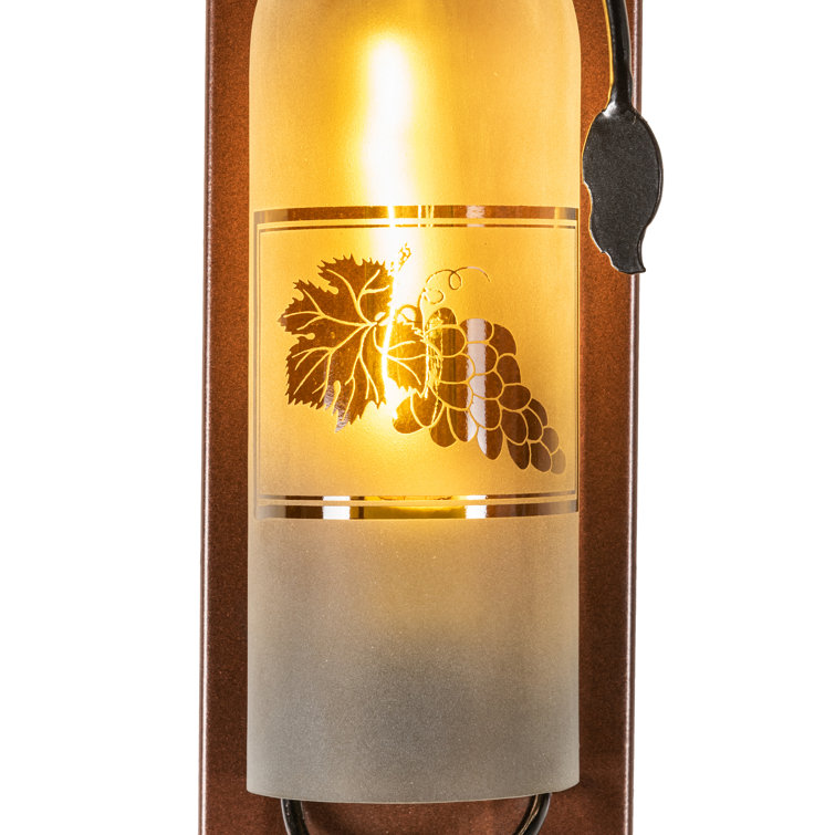 Tuscan Vineyard Etched Grapes Bronze Wine Bottle Wall Sconce