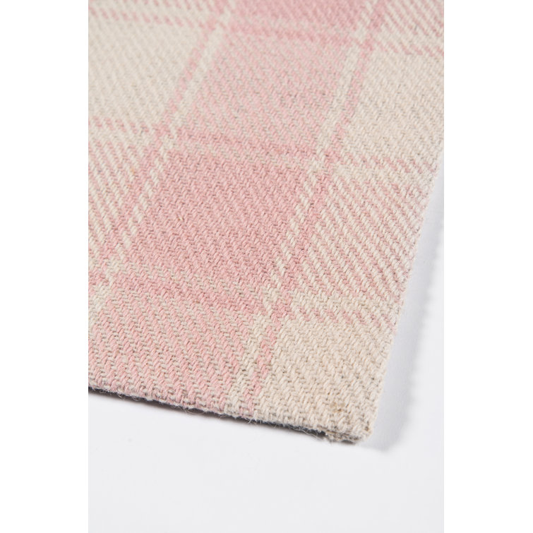 Handmade Marlborough Pink Wool Plaid 3'6" x 5'6" Area Rug