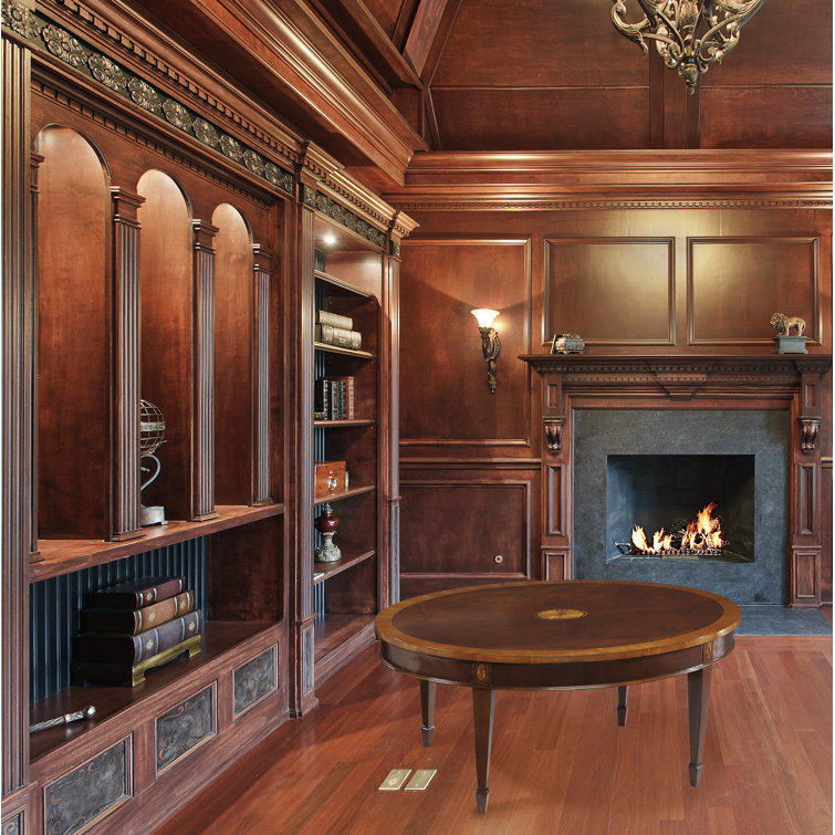 Brown Mahogany Oval Cocktail Table with Storage