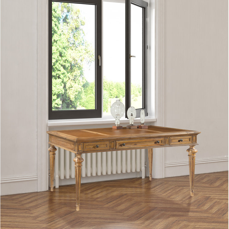 Traditional Brown Acacia 60'' Home Office Desk with Drawers