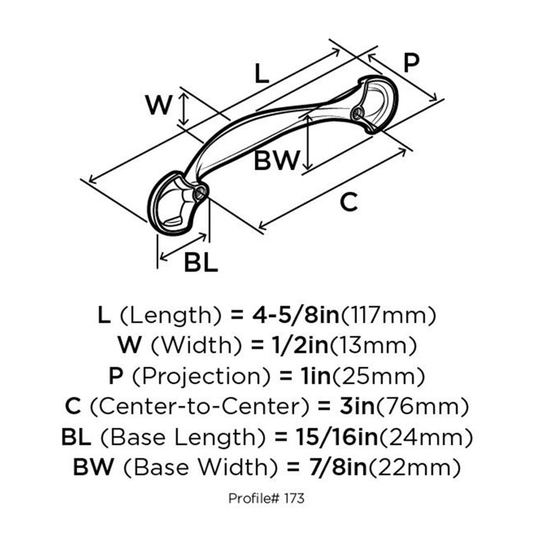 Polished Chrome 3-Inch Center to Center Arch Pull