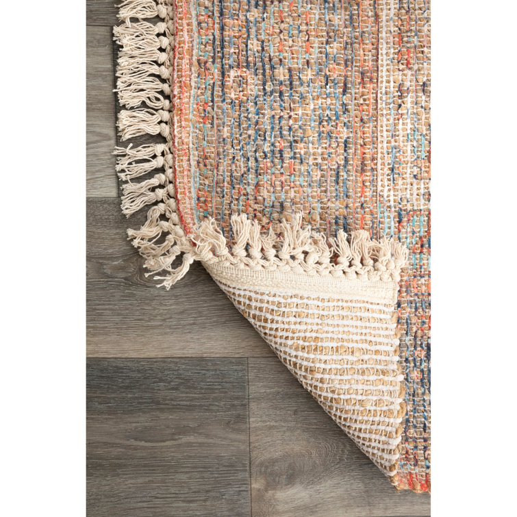 Multicolor Square Synthetic Medallion Area Rug with Tassels
