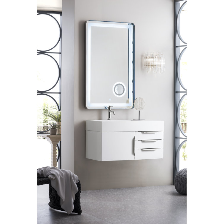 Ash Gray 36" Wall-Mount Single Vanity with Solid Surface Sink