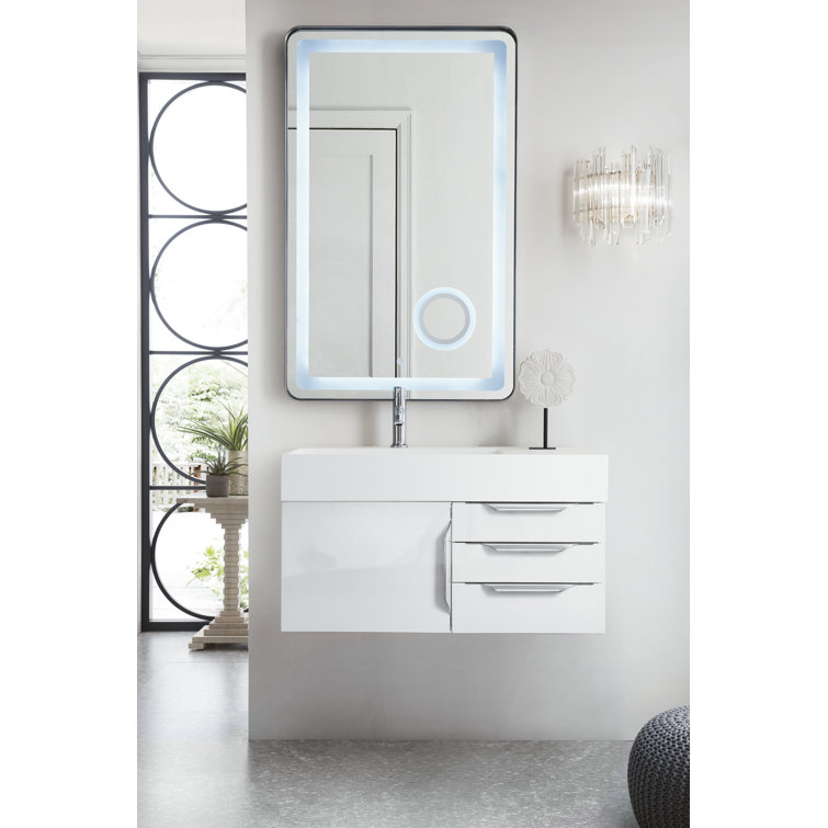 Ash Gray 36" Wall-Mount Single Vanity with Solid Surface Sink