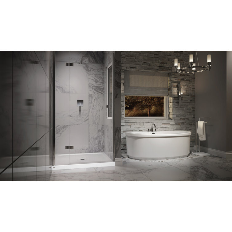 White Rectangular Acrylic Single Threshold Shower Base
