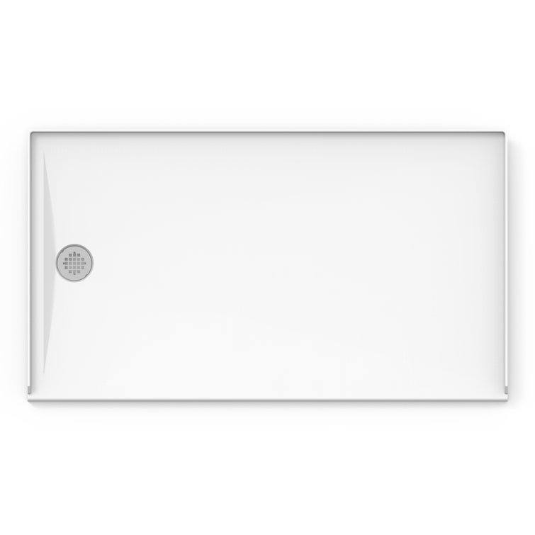 60" White Acrylic Single Threshold Rectangle Shower Base