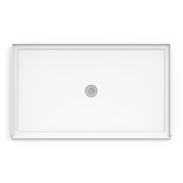White Acrylic 60" x 36" Center Drain Shower Base
