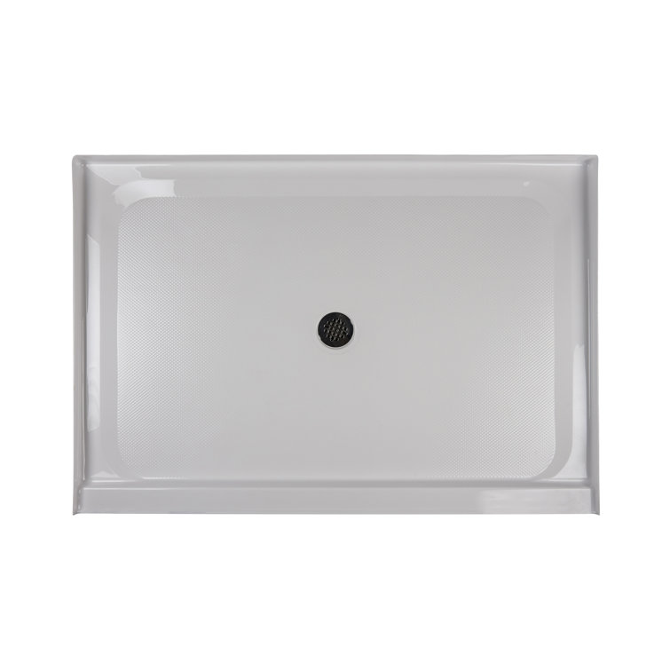 White Rectangular Acrylic Single Threshold Shower Base