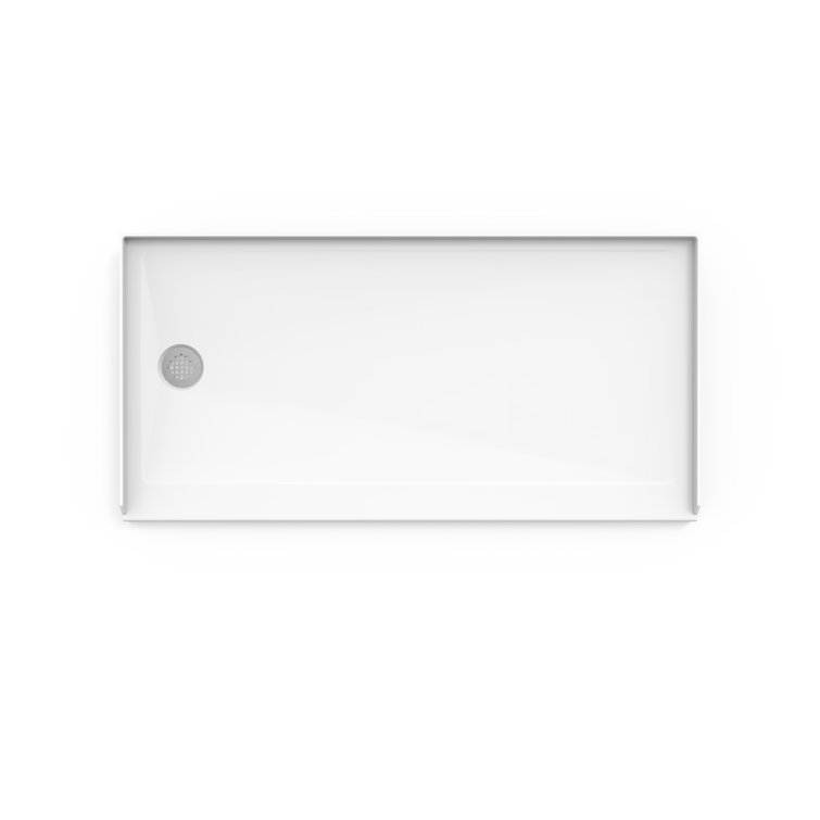 White Rectangular 60" x 30" Alcove Shower Base with Left Drain