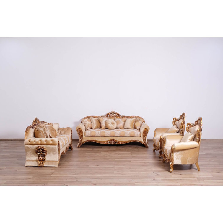 Handcrafted Mahogany and Beige Vintage Accent Chair